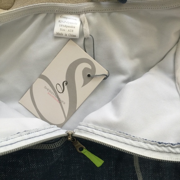 NEW SHERYDIN FISHER DENIM Sweetheart CORSET ONE PIECE Bathing Swimsuit NWT - Picture 4 of 11